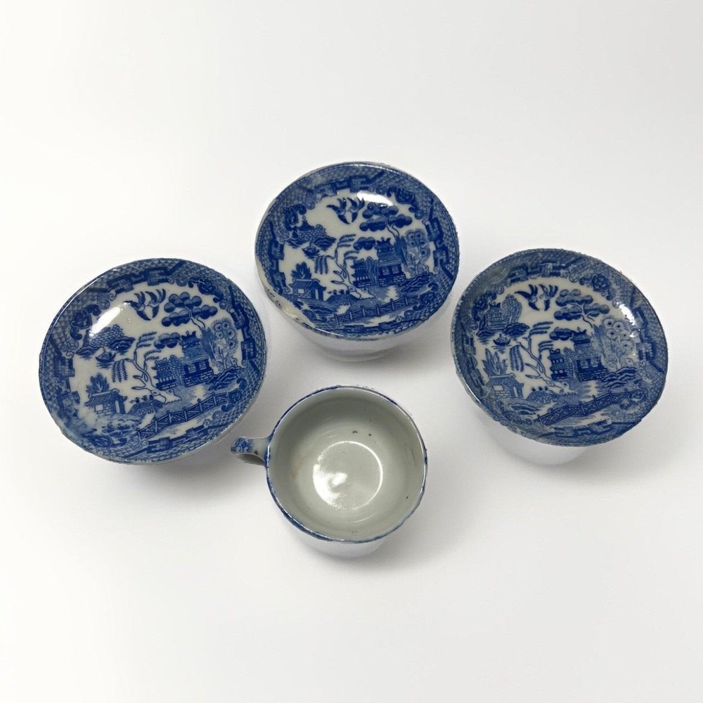 Vintage Miniature Blue willow Porcelain Tea Set Made in Japan 4PCS
